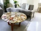 30" Petrified Wood Coffee table Luxury Balcony Countertop Furniture For Home Dec