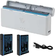 Coyktonty Battery Charger for DJI Insta360 X4 Battery USB Charger, Compact Compact, Charges 2 Batteries at The Same time (Charger+2 Batteries)