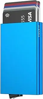 [VULKIT] Pop Up Wallet, Minimalist Credit Card Holder RFID Blocking Slim Metal Case for Men(Blue)
