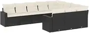 vidaXL Garden Sofa Set - 10 Piece Black Rattan Patio Lounge