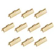 300Pcs Ribbon Crimp Clamp Ends 20mm Cord End Clasp for DIY Craft Light Golden