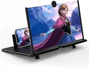 12" Screen Magnifier for Cell Phone – 3D HD Magnifing Screen Enlarger Projector for Movies Videos and Gaming – Foldable Phone Stand Holder with Screen Amplifier–Supports All Smartphones Black