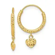 *BRAND NEW* 14K Yellow Gold Madi K D/C Heart Hoop Earrings