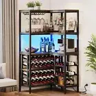 L Shaped Large Corner Wine Rack with Led Light for Liquor Glasses Storage Shelf