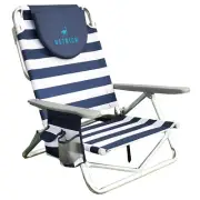 Ostrich On-Your-Back Sand Chair Outdoor Beach Pool Lounge Recliner, Blue Stripe
