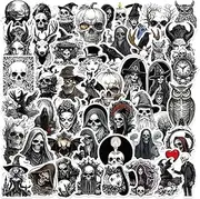 50 Pcs Black and White Gothic Skull Stickers for Teens Girls Boys Child Adults,Gothic Stickers for Laptop,Water Bottles,Bicycle,Skateboard,Computer,Waterproof Vinyl for Wall,Graffiti Stickers Pack