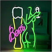 Sign Lamp Beer Neon Sign Women's Body Neon Light LED Wine Glass Light Advertising USB Powered For Bar Club Party Decor 29cmx38cm