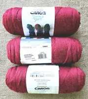 3 New Yarnspirations Caron Simply Soft 6oz 100% Acrylic Yarn Autumn Red #9730