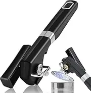 2 in 1 Safety Tin Can Opener Manual Smooth Edge & Bottle Opener, No-Trouble-Lid-Lift Manual Can Opener with Magnet, Large Rubber Handle & Stainless Steel Blade, Side Cut Hand Can Opener for Kitchen