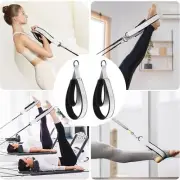 2x D Rings Straps Handle Home Gym Pilates Double Loop Straps for Reformer