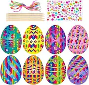 Easter Eggs Scratch Cards: Rainbow Color Rhinestone Easter Egg Scratch Paper Craft for Party Favor Hanging Ornaments Paper Art