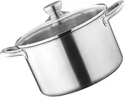 HEALEEP Stainless Steel Soup Pot Pasta Pot Stockpot with Lid Kitchen Cookware Stainless Steel Silver