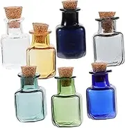 QUMIIRITY 7pcs Small Jars with Cork Can Bottle Flask Message Cork Cube Corks Cup Container Straws Lids Vial Corked Tube Favor Reusable Gemstone Juice Syrup Trinket Airtight Drink Rack Glass