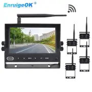 Digital Wireless 7" Quad DVR Monitor 4x 720P Reversing Backup Camera For Truck