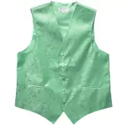 New Polyester Men Tuxedo Vest Waistcoat only Paisley Pattern aqua green wedding