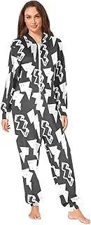 [AIXIWAWA] Adult Onesie Pajamas, One Piece Pajama (Black and White Graffiti) Jumpsuits for Men Women Zip Front Unisex