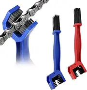 Dickno 2 PCS Motorcycle Chain Brush, Bicycle Chain Cleaning Brush Tool, Chain Gears Maintenance Cleaning Brush for Motorcycle Bicycle Scooter Tricycle, Motorcycle Accessories (Red+Blue)