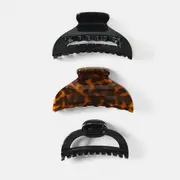 OXX Haircare 3 Pack Black and Brown Curved Claw Hair Clips