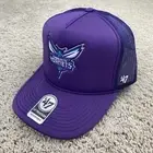 Charlotte Hornets Hat '47 Trucker Foam Mesh Snapback Purple Buzz Logo Patch Cap