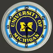 16" Michigan Wolverines Blue Neon Clock Man Cave Bar Garage Football U of M