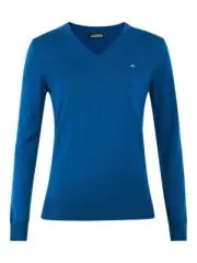 J Lindeberg AMAYA V NECK GOLF SWEATER COLOR MOROCCAN BLUE SIZE XS $175