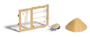 Busch 7787 HO/OO Gauge Wheelbarrow, Hand Tools and Sandpile