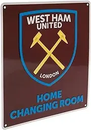 West Ham United FC Official Home Changing Room Sign (Claret/Blue, Metal, 25cm x 22cm, Sports Sign)