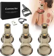 Cupping Set Cupping Therapy Set Massage Cups for Pain Relief Physical Therapy Body Massage Gua Sha- 3 in 1 Cupping Kit for Massage Therapy with Pump Vacuum Suction 6 Extra Thick Super Cups