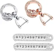 Bling Genuine Car Keychain for Women Key Fob Holder Sets, 2 Sets DIY Keychain for Car Keys with Stylish Anti-lost D-ring Anti-Lost Keychain, Key Fob Holder with 360 Degree Rotatable