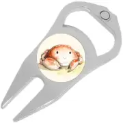 Watercolor Crab Golf Ball Marker Divot Repair Tool Bottle Opener