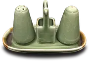 Salt & Pepper Set with Saucer Celadon