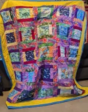 Quilt Handmade Machine. 74"Wx77"L. Sealife Design. 100%cotton. Up To Double