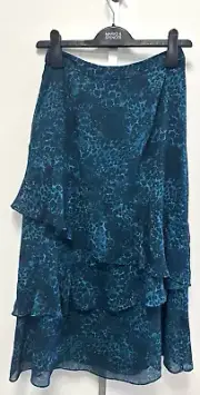 NEW! Whistles UK6 Eu34 US2 teal 'Big Cat' tiered chiffon skirt
