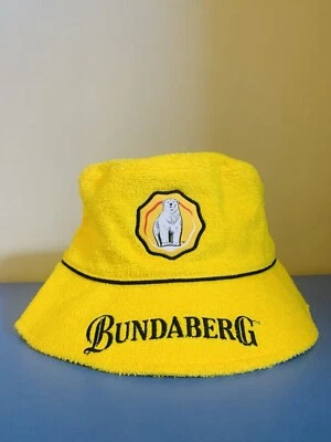 Bundaberg Rum Bundy Bear Logo Terry Towel Yellow Bucket Hat One Size