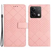 HT06 For Xiaomi Redmi Note 13 4G Wallet Case Rhombus Pattern Flip Leather Cover