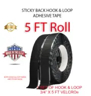 Sticky Back Hook & Loop Tape Self Adhesive 5’ foot Can Attach to Velcro | Black
