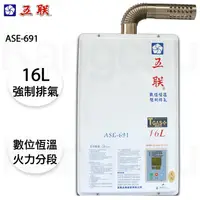 在飛比找蝦皮購物優惠-【康廚】五聯牌－ASE-691☆16公升強制排氣熱水器☆數位