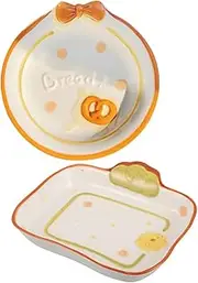 GAROZATION 2pcs Cute Ceramic Dessert Plates for Bread Cookies Adorable Kitchen Centerpiece for Table Photography for Appetizers Sweets Capacity Serving Dishes