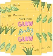 FACETORY K Beauty Face Mask Skin Care - Glow Baby Glow 2-Step Sheet Mask with Niacinamide & Aloe + Calming Ampoule | Hydrates, Glowing Skin (5 Pack)