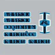Raleigh - Maverick - BLUE bmx decal set - Old school bmx