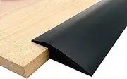 Btstil Rubber Threshold Ramp, Self Adhesive Floor Transition Strip, Flooring Threshold Ramp Reducer, Door Strip Trim Bar for Carpet Threshold Transition (Black, 1M)