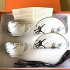 Hermes Tea Cup Saucer Carnets d'Equateur Animal Tableware 2 set Coffee Auth New