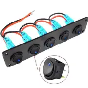 5 Gang Toggle Rocker Switch Panel Breaker For Car Boat Marine RV Truck Blue LED (for: Honda Civic)