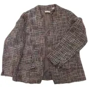 VTG Coldwater Creek CLASSIC Notch Neck Brown Boucle Jacket Women's Size 22 NWT