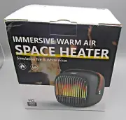 H2 Space Grey Immersive Warm Air Space Heater ~ Simulation Fire & White Noise