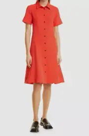 $450 Proenza Schouler Women's Red Button Front Short Sleeve Shirt Dress Size 4