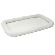 48L-Inch White Fleece Dog Bed or Cat Bed w/ Comfortable Bolster | Ideal for