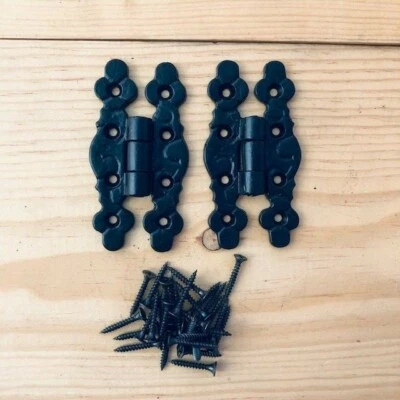 2 Hinges 3 3/4" Long Decorative Butterfly Hinge Cabinet Gate Iron Hand Forged