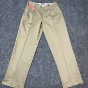 NEW Dockers Pants Mens 33x32 Khaki Cotton Pleated Relaxed Fit Non-Iron