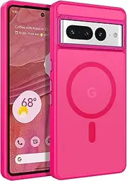 BENTOBEN for Google Pixel 7 Pro Case [Compatible with Magsafe] Translucent Matte Magnetic Pixel 7 Pro Case Slim Shockproof Women Men Protective Phone Cases for Google Pixel 7 Pro 6.7" 2022, Hot Pink